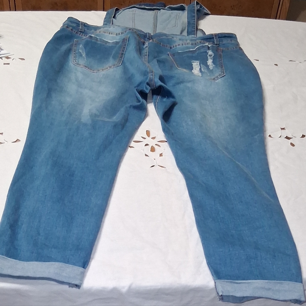 Womens's Blue Denim Overalls with Pocket - Picture 7 of 12